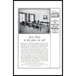 1924 Fifth 5th Avenue Building New York City Vintage Print Ad Office Wall Art